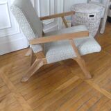 Teak armchair and fabric