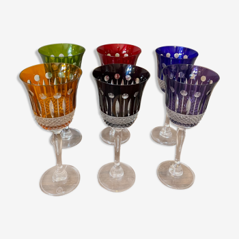 6 colored crystal glasses