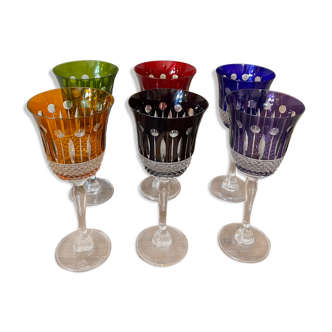 6 colored crystal glasses