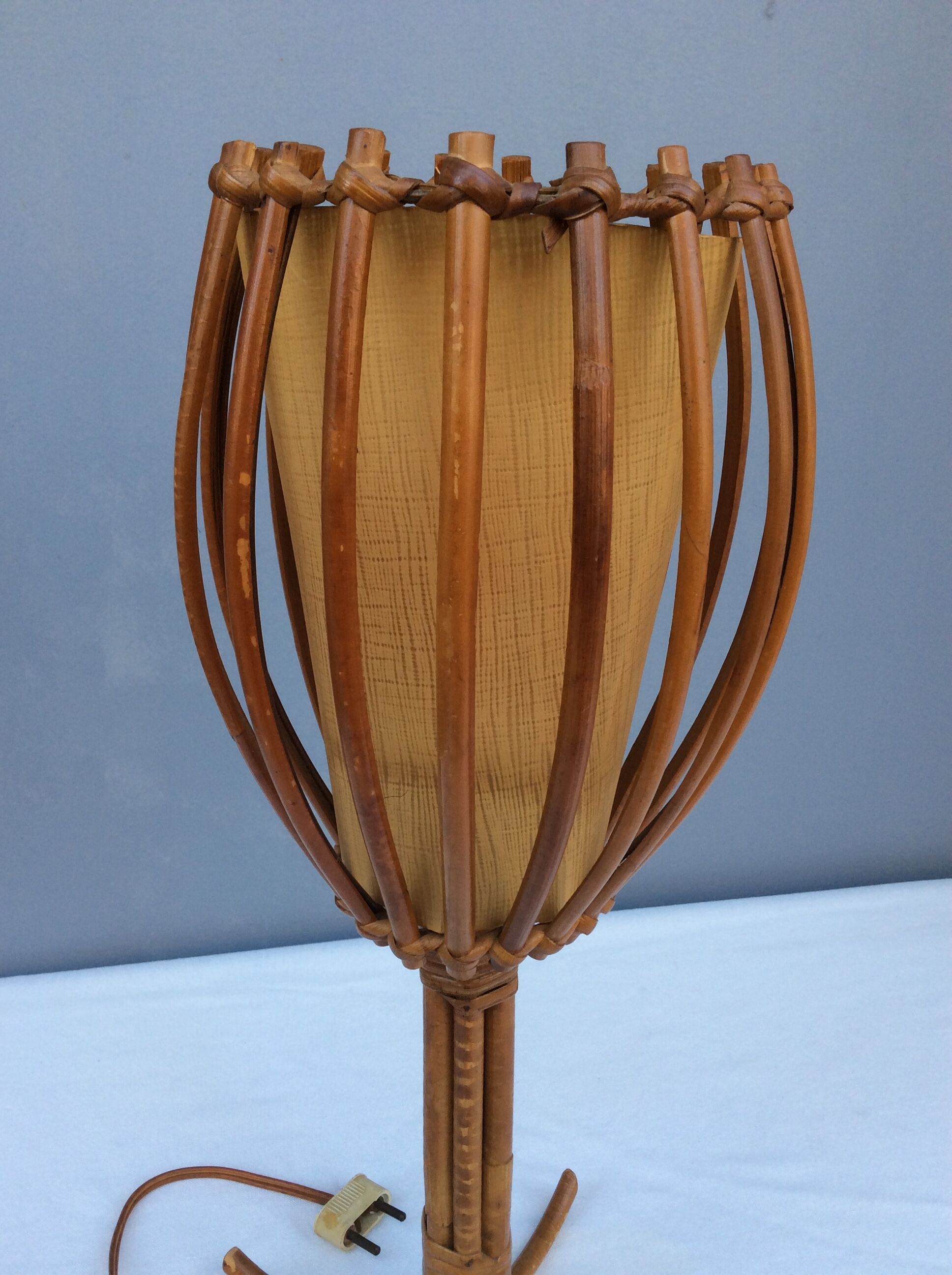 Rattan lamp by Louis Sognot, 1960s