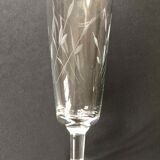 Set of 10 chiseled crystal champagne flutes