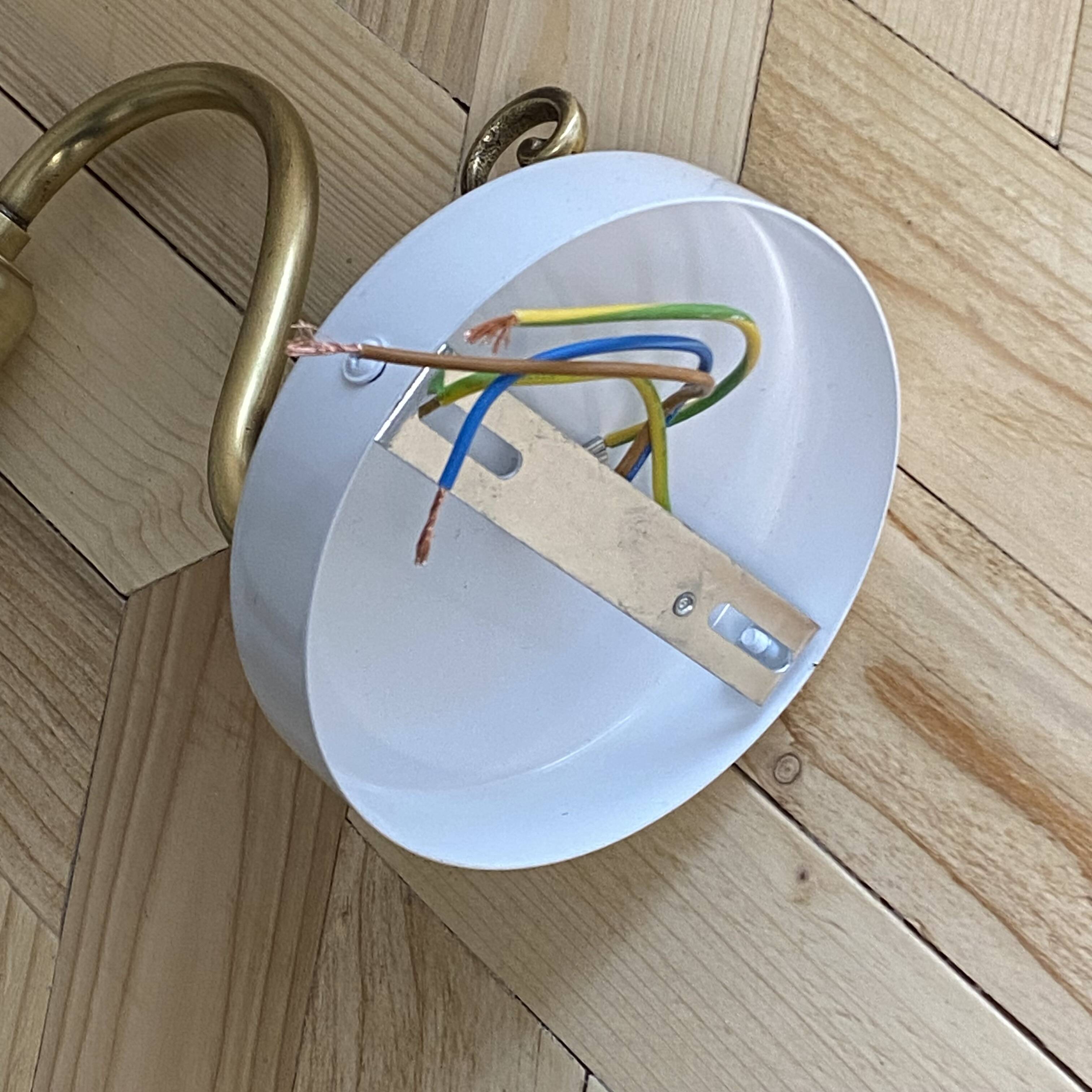 Paire appliques col de cygne laiton tulipe en verre blanc opaline