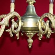 French art nouveau style quality bronze 6 light chandelier