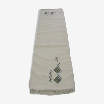 Tapis couloir berbère marocain laine beige shaggy 250x76cm