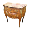 Louis XV antique chest of drawers (marquetry / marble / bronze)