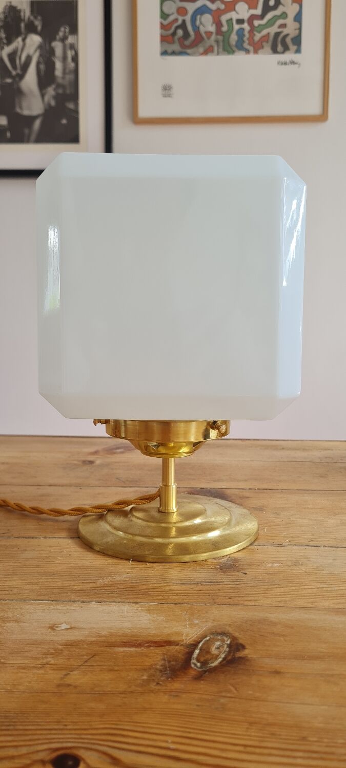 Opal glass table lamp