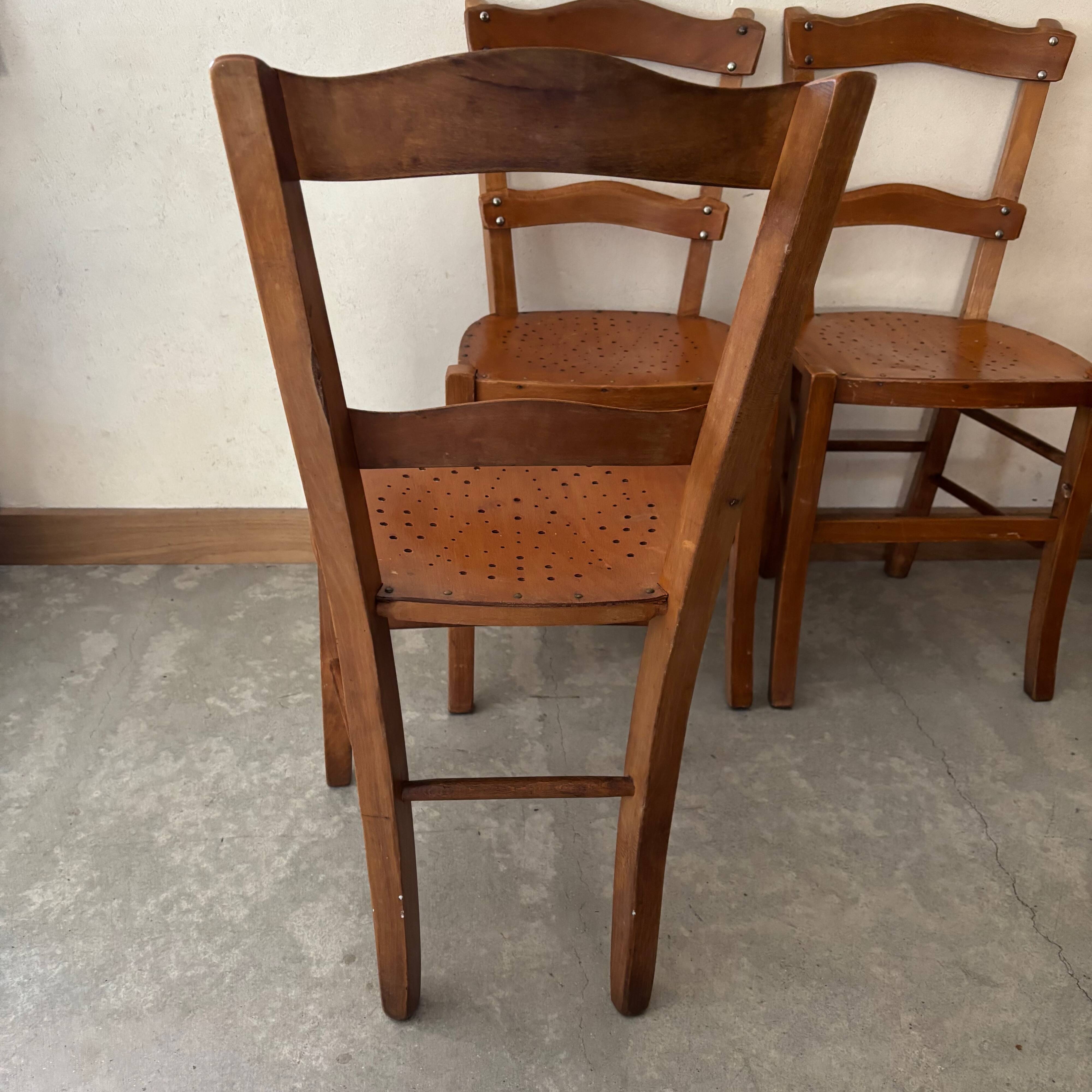 Pair of 3 wooden chairs