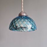 Blue glass églomisé pendant light, 1920s