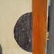 Old screen, reupholstered in linen with recent decorative paint.