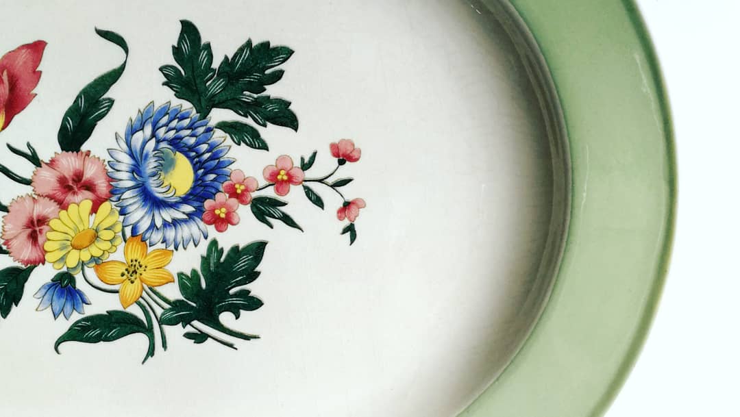 Dish oval, Villeroy and Boch, flowery mint / early 1950s China