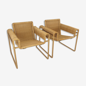Set of 2 dutch wicker chairs, 1970