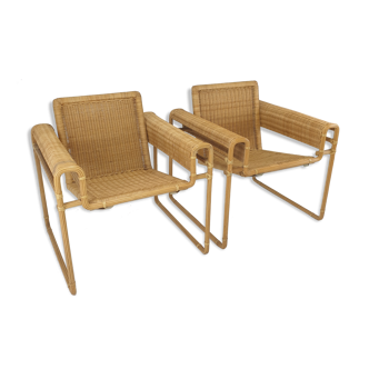 Set of 2 dutch wicker chairs, 1970