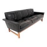 Scandinavian 3-seater leather sofa, Sweden, 1960s