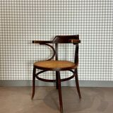Baumann armchair in curved wood and canework