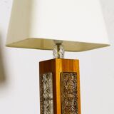 Vintage teak wood and glass lamp by Ateljé Glas & Trä, Sweden 1960s