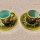 Set de deux tasses et sous tasses en barbotine "bambou" xixème siècle.