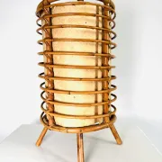 Louis Sognot Bamboo And Parchement Table Lamp, France, 1960S