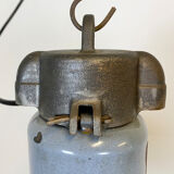 Midcentury grey enamel industrial ceiling lamp, 1950s