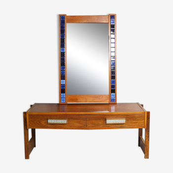 Danish Teak Console and Mirror, 1960s