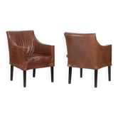 Lintello. Paire de fauteuil en cuir camel. Années 1970.