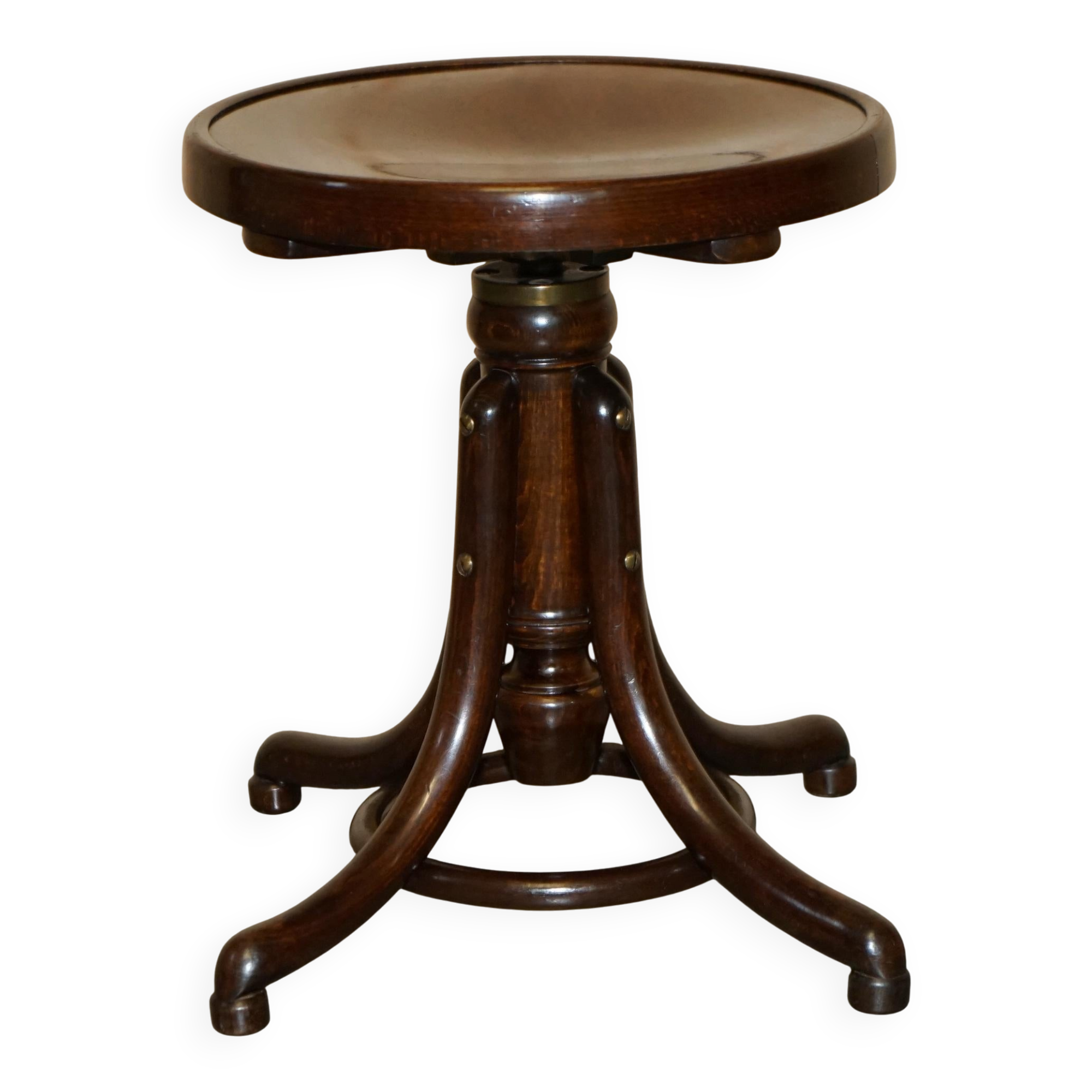 Victorian Thonet dressing table in bent wood with adjustable stool.