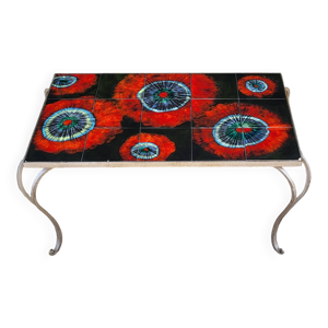 table basse fer forge - ceramique