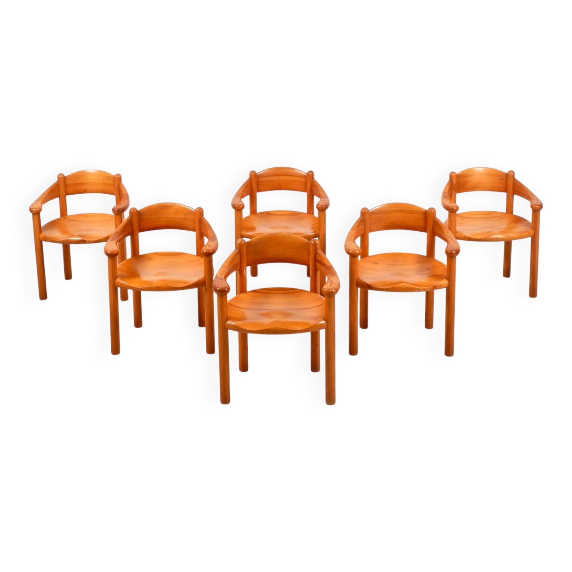 Set of 6 solid pinewood armchairs by Rainer Daumiller for Hirtshals Sawmill
