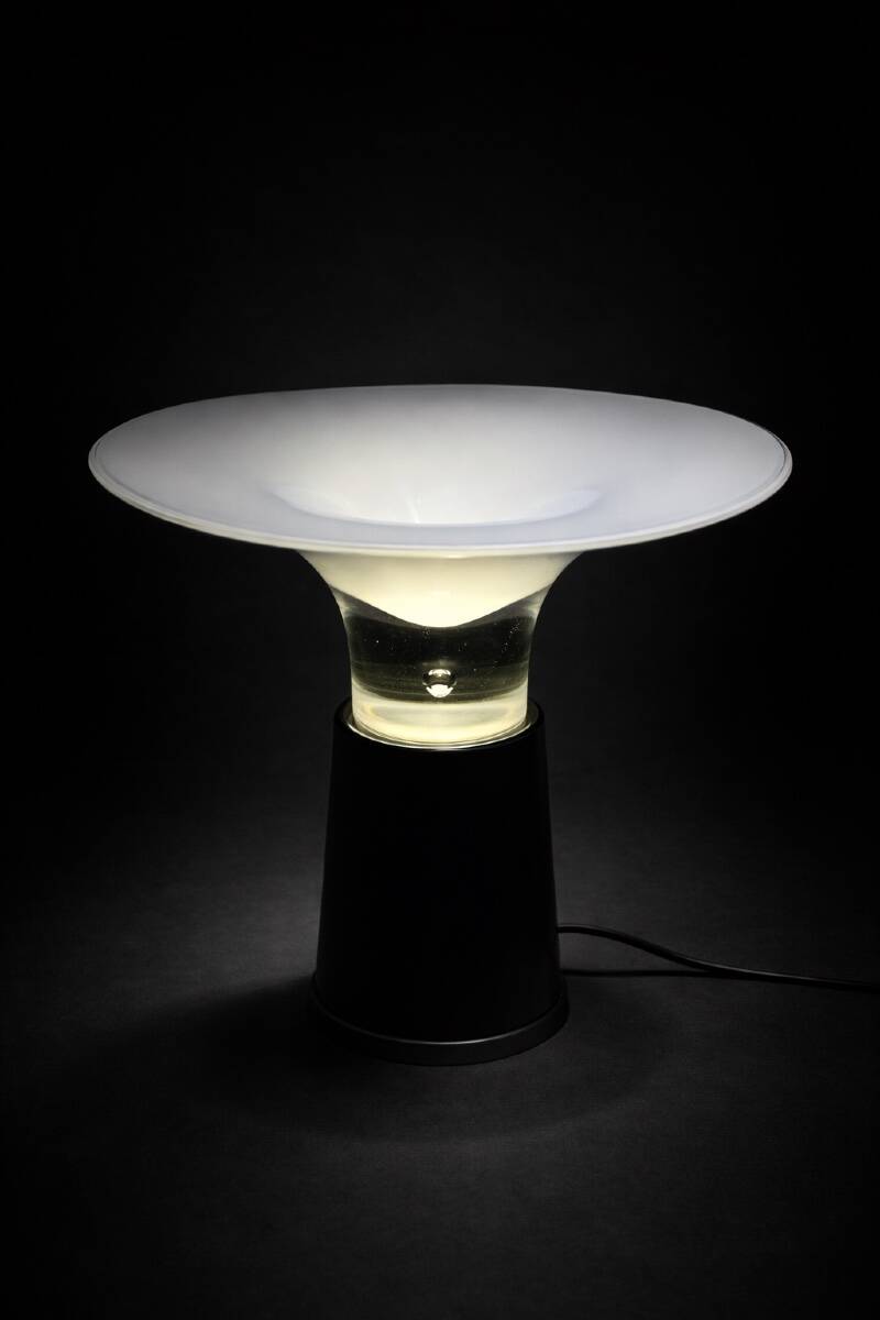 VISTOSI - RARE LAMP WITH LEATHER BASE AND GLASS - ITALY - 1970