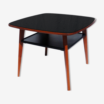 Black glass side table