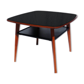 Black glass side table