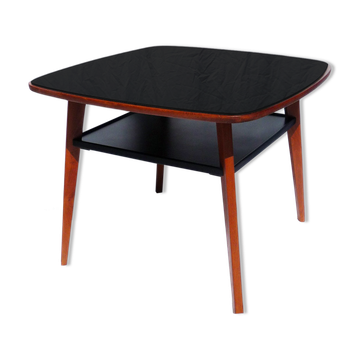 Black glass side table