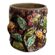 Ancien Pot Vase Porte Pinceaux Barbotine Tronc Feuilles Baies Naturaliste