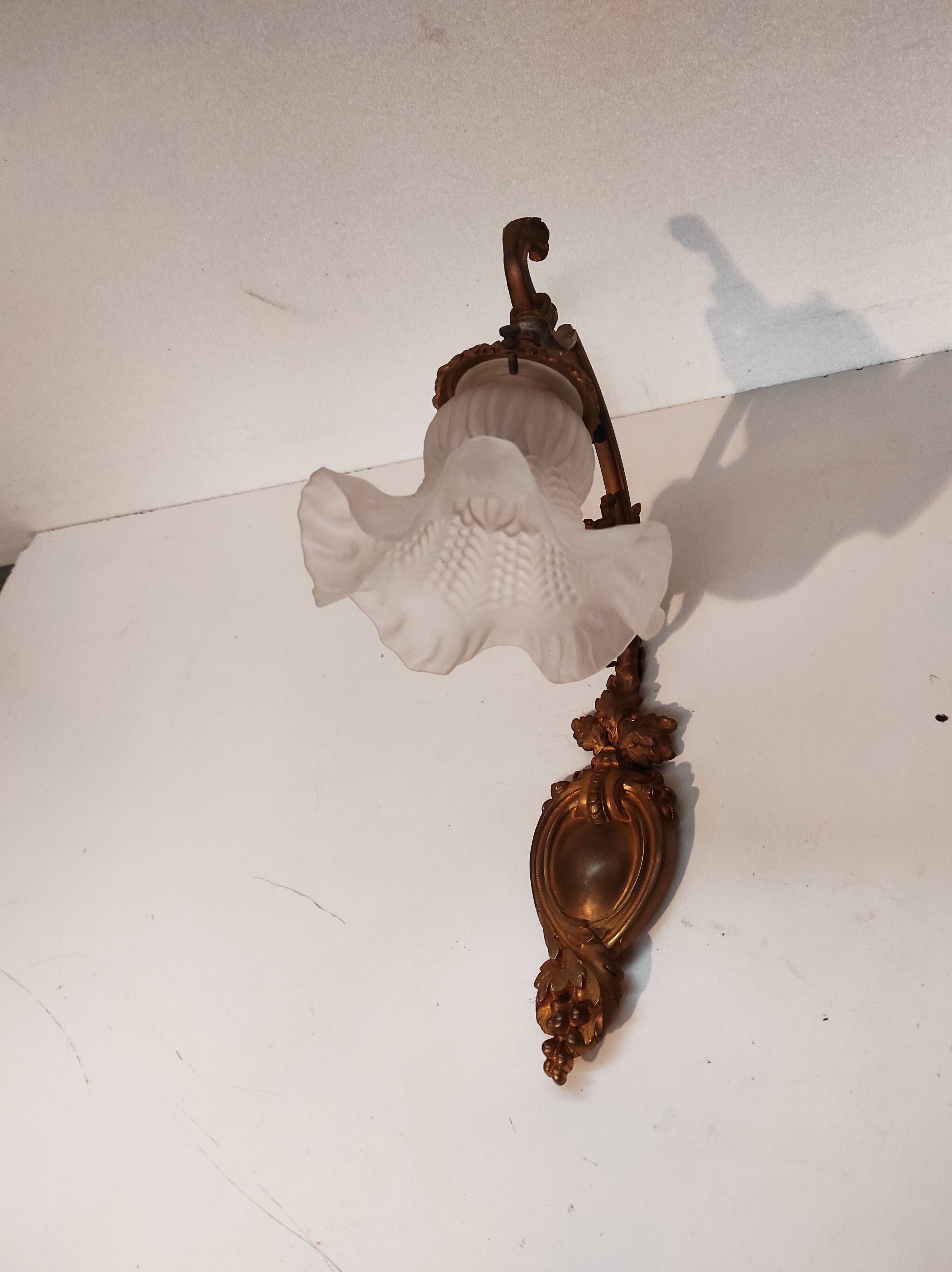Art Nouveau wall art deco lampshades day tulip pressed glass brass rising