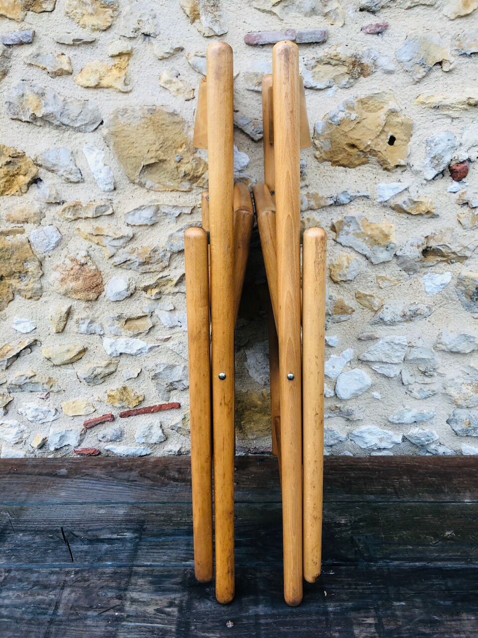 Set of 2 vintage folding chairs, rattan cane for Habitat, circa 70/80