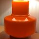 Lampe à poser opaline orange et tissu vintage Carrousel