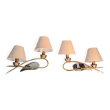 Paire d'appliques en laiton doré et miroir, circa 1960