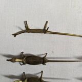 Set of 12 Bronze Knife Rests African Art Handcrafted Crocodiles