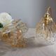 Pair of draped blown glass hanging lamps, ocher twisted wire