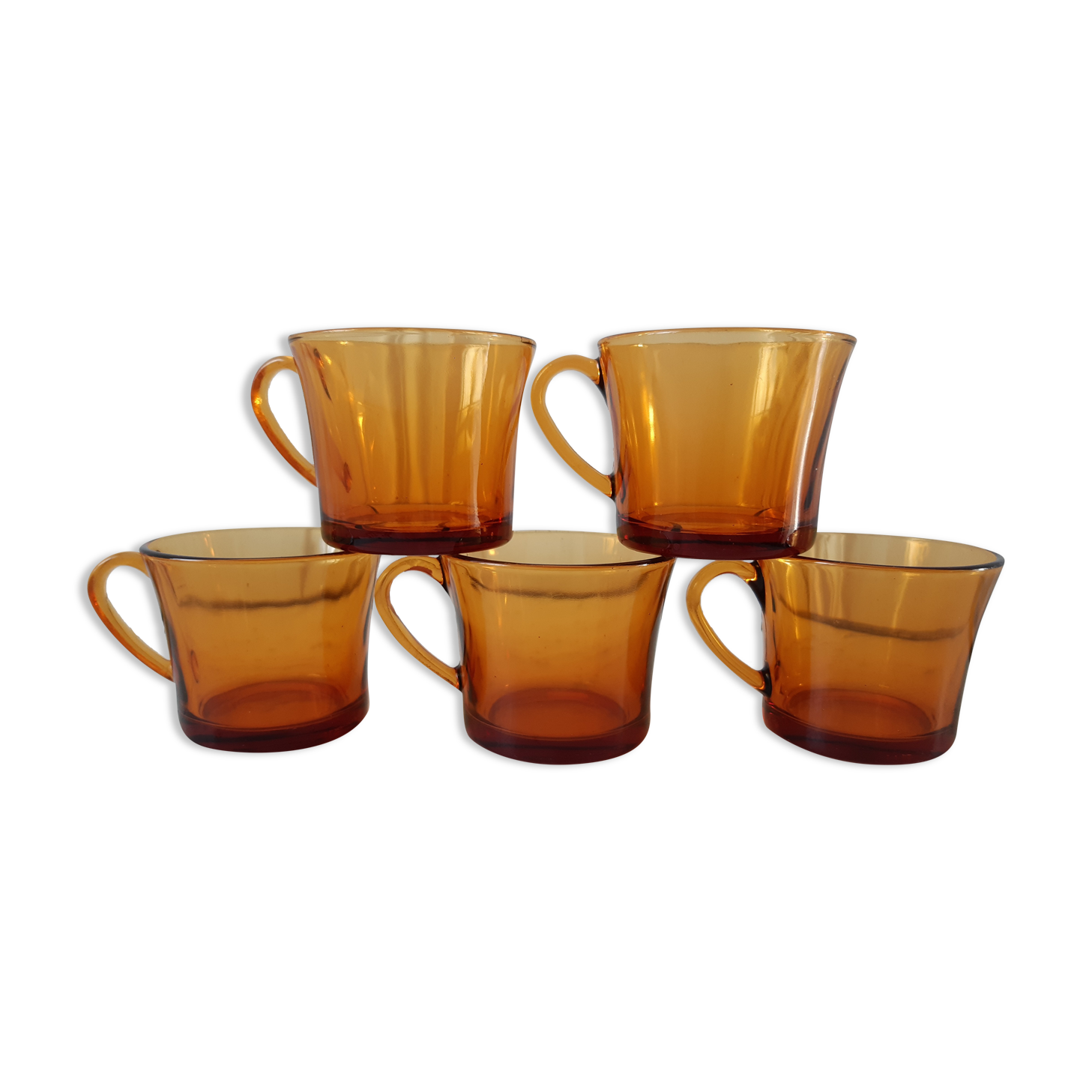 Set of 5 amber coffee cups 70s