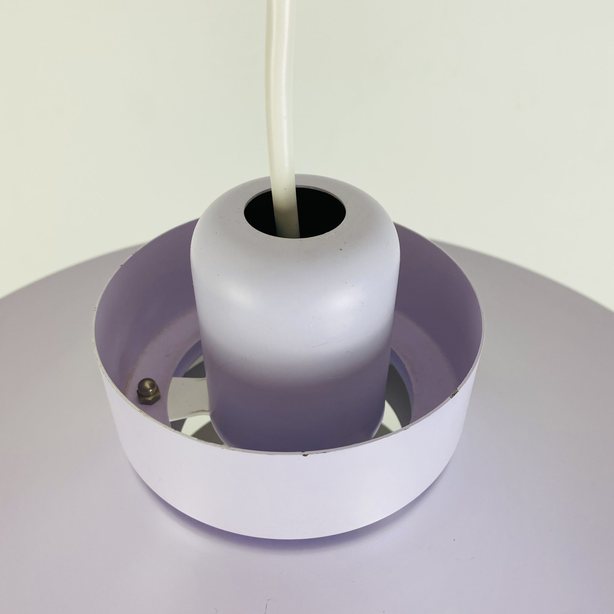 Scandinavian suspension lamp Horn 755 from the 1960s space age in mauve.