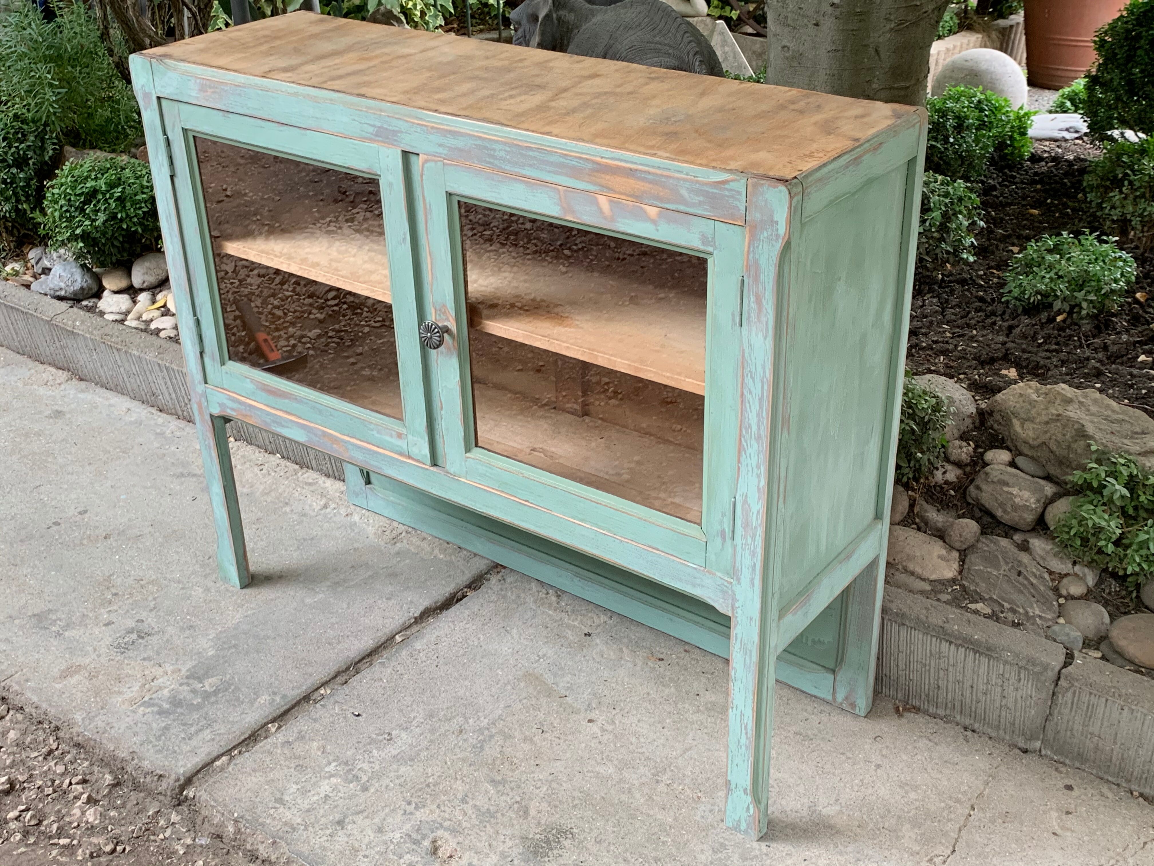 Parisian buffet patine celadon green and bluish grey