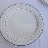Ensemble 4 assiettes plates blanche et bleu