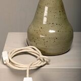 Large glazed ceramic Table Lamp in green tones, France 1960s
