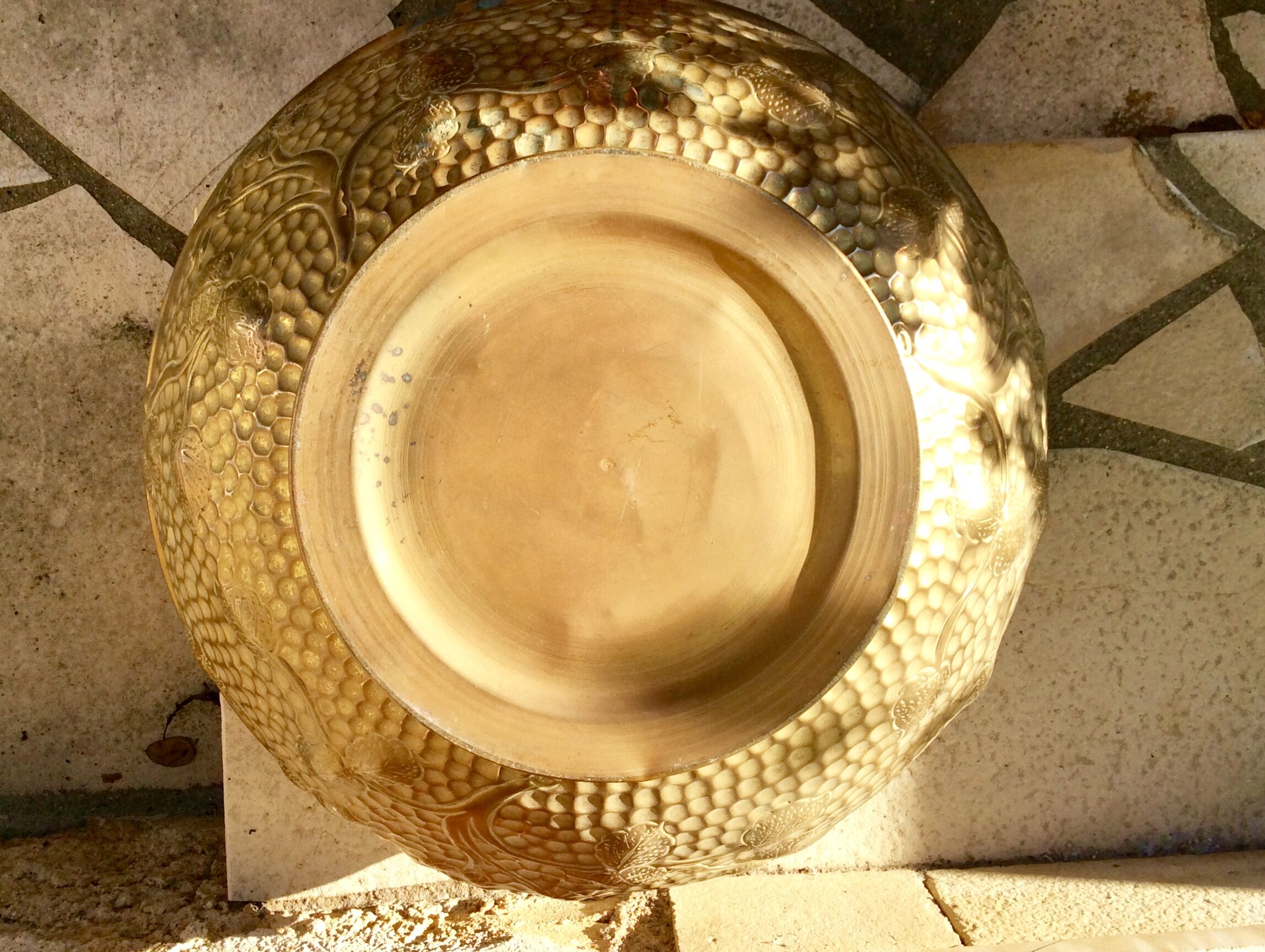 Old brass pot cover