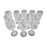 Set of 12 glasses of port or chiseled crystal liqueur