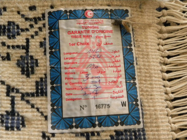 tapis Laine Tunisien Traditionnel tapis Orientale Nouée à la main Beige et Bleu