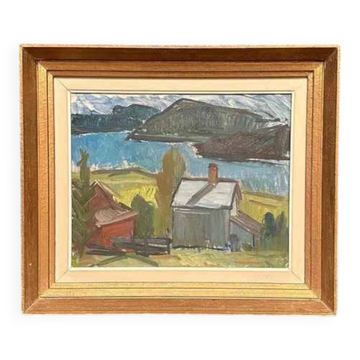 Swedish Oil on Panel – “Dockstafjärden” by Harald Öman