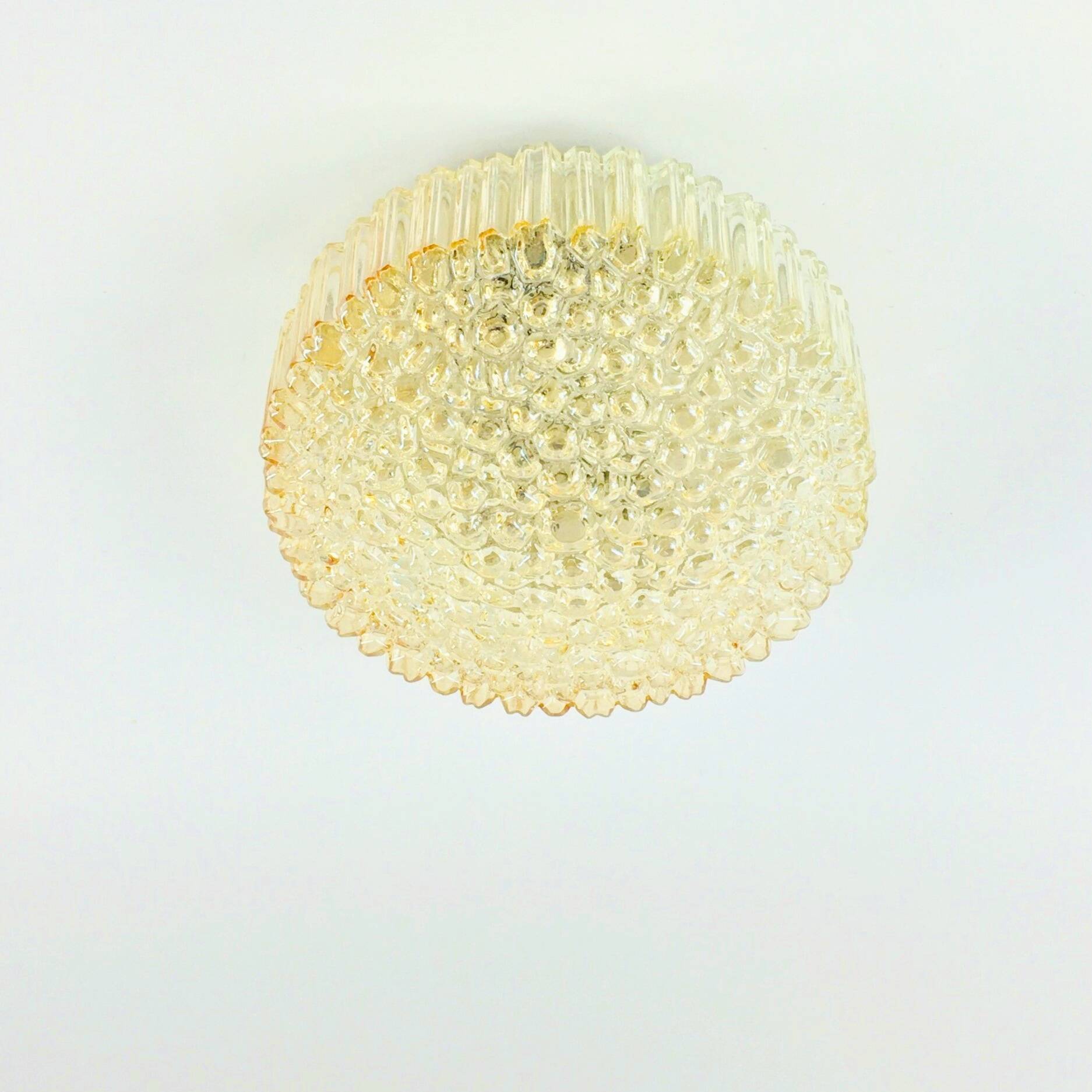 Mid-Century Amber Bubble Glass Ceiling Light by H.Tynell for Limburg, 1960s