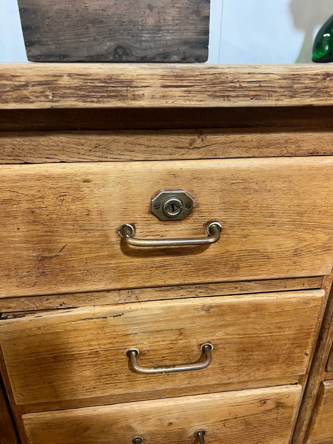 Old oak workshop drawer unit