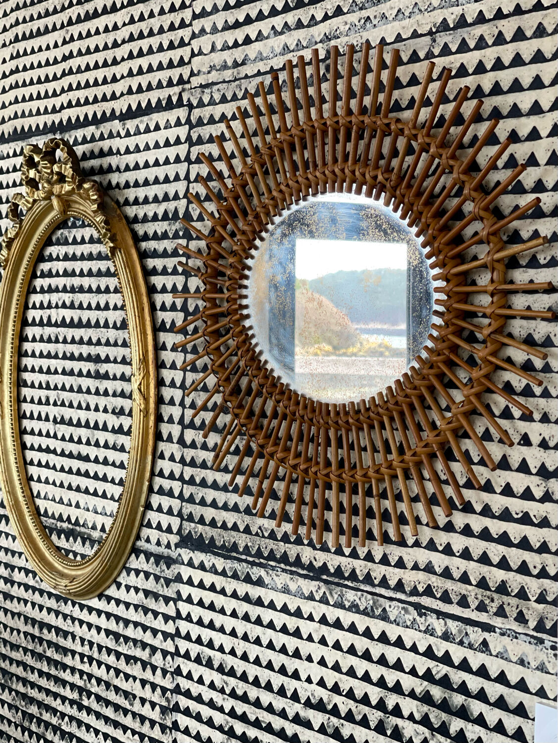 Rattan mirror 1960 48x60cm